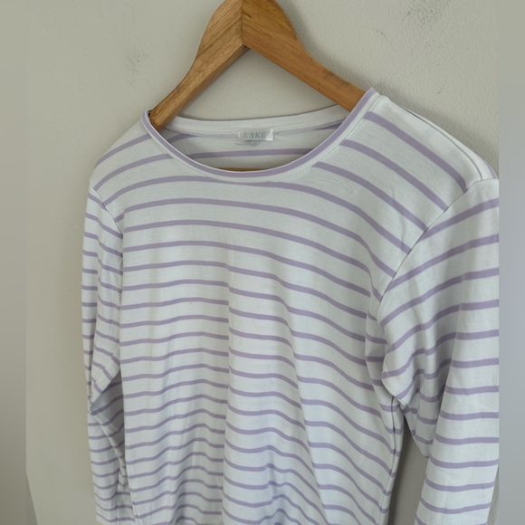 Lake Pajamas 100% Pima cotton lavender stripe pajama top size small - Picture 2 of 4